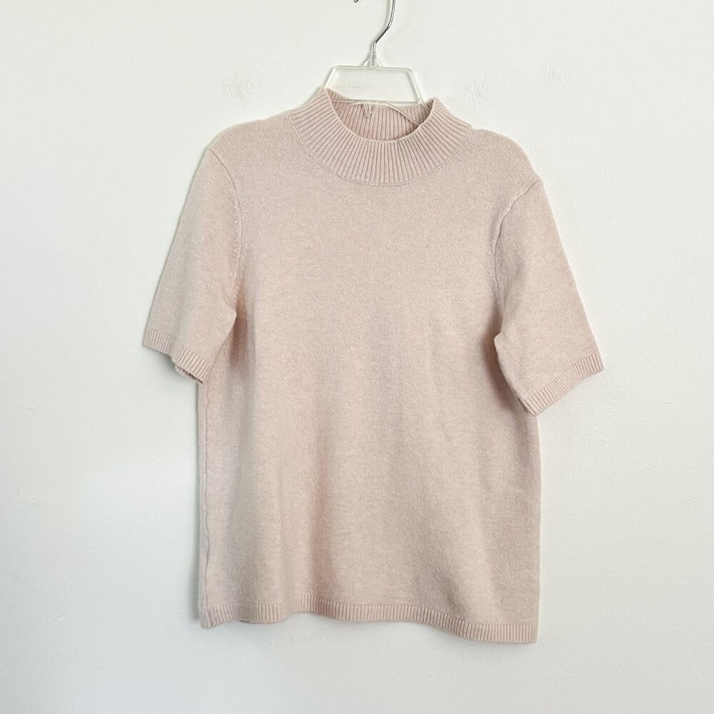 LOFT // beige mock neck wool short sleeve sweater top XS